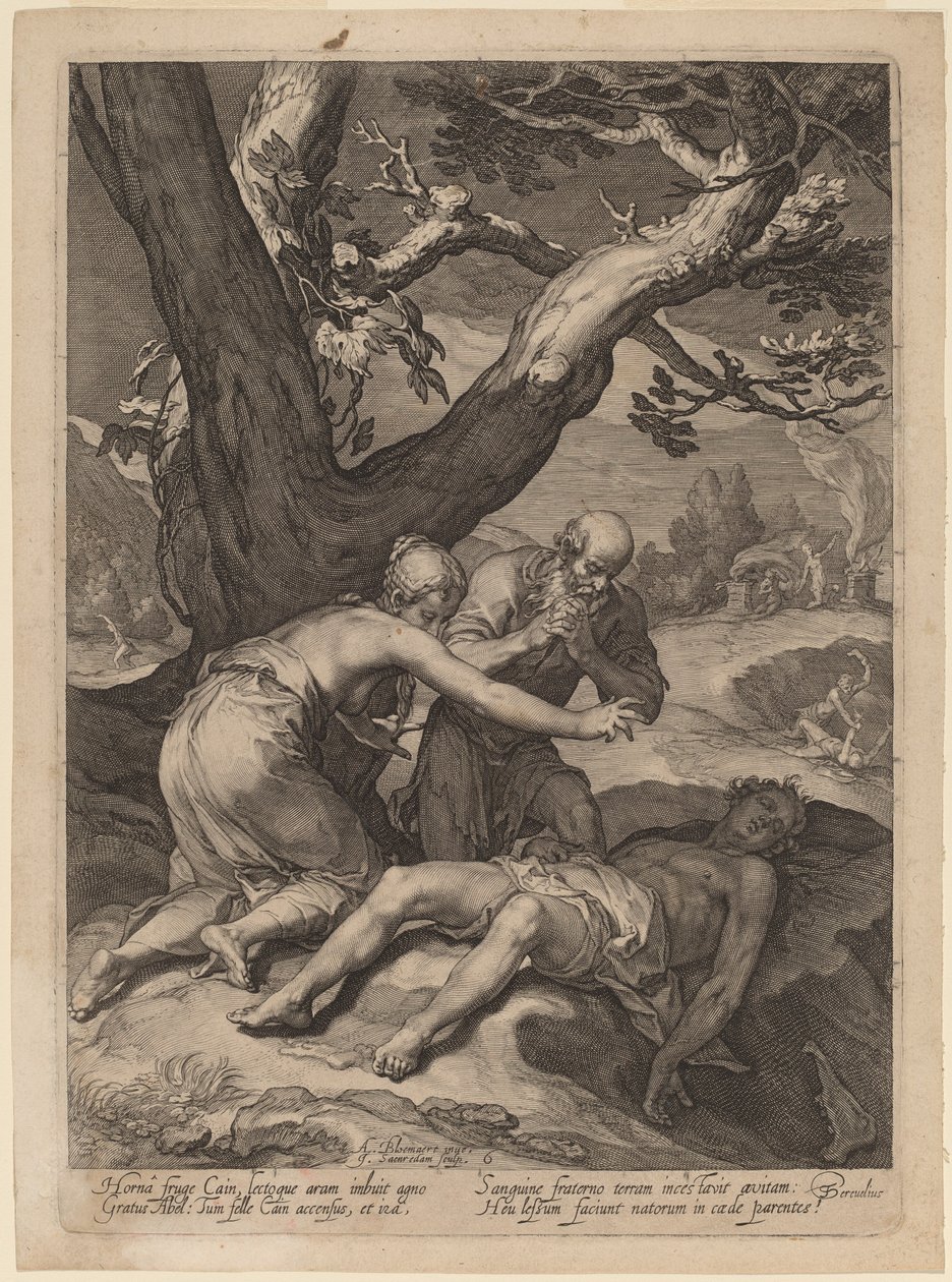 亚当和夏娃为亚伯的尸体悲叹 作者 Jan Pietersz Saenredam 在 Abraham Bloemaert 之后