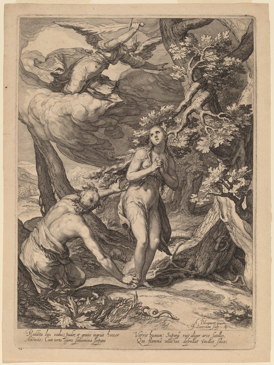驱逐出伊甸园 作者 Jan Pietersz Saenredam 在 Abraham Bloemaert 之后
