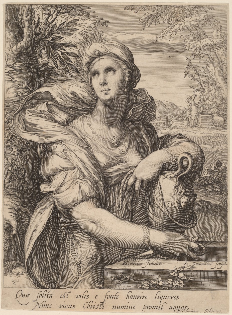 井旁的撒玛利亚妇人 作者 Jan Pietersz Saenredam，在 Hendrik Goltzius 之后