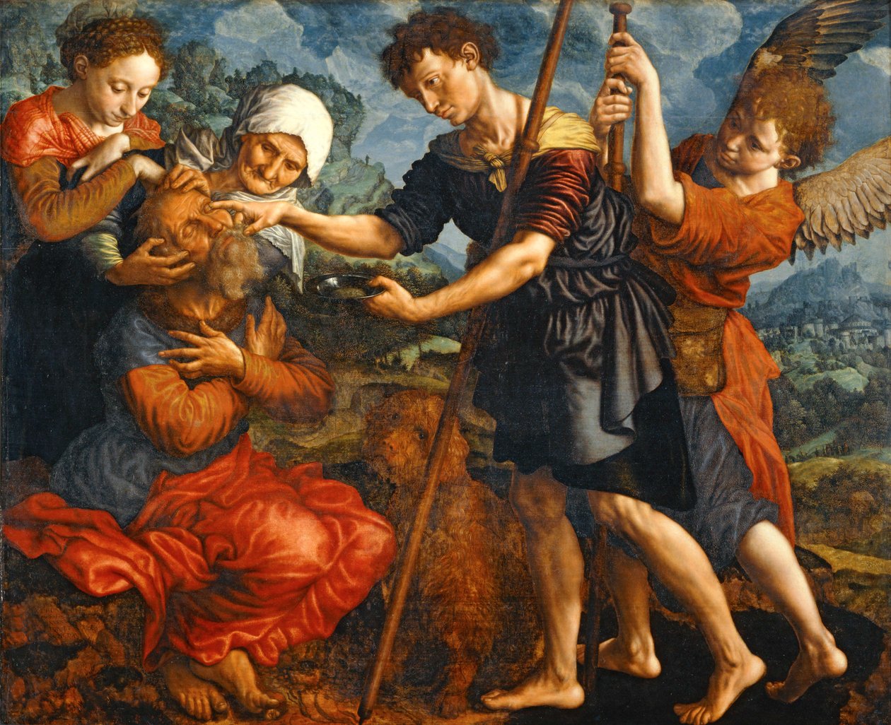 年轻的托比亚斯让父亲重见光明...... 作者 Jan Sanders van (attr. to) Hemessen