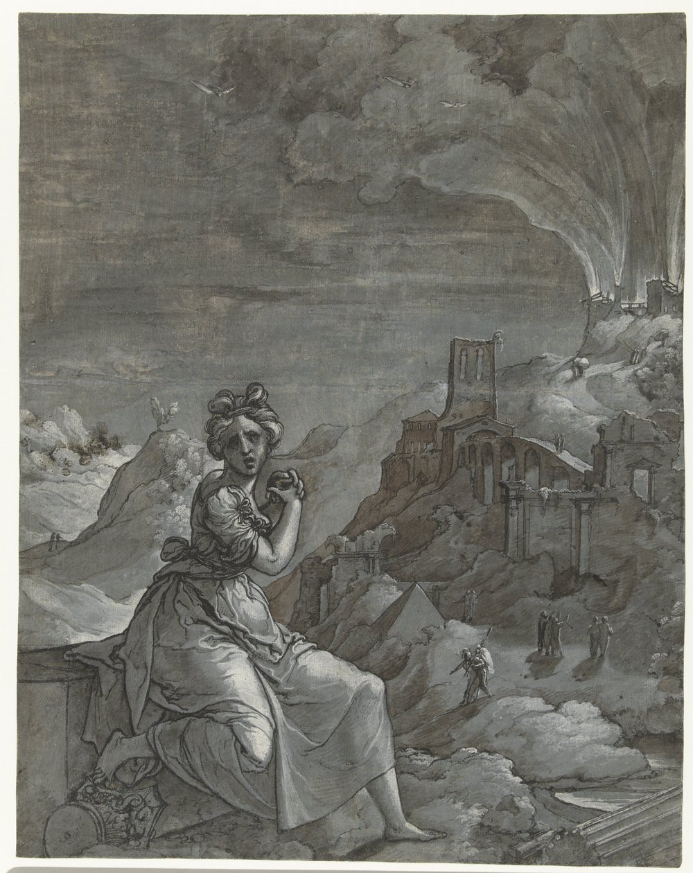卡桑德拉（Cassandra）哀悼摧毁特洛伊（Troy），1550-55年 作者 扬·斯瓦特·范格罗宁根