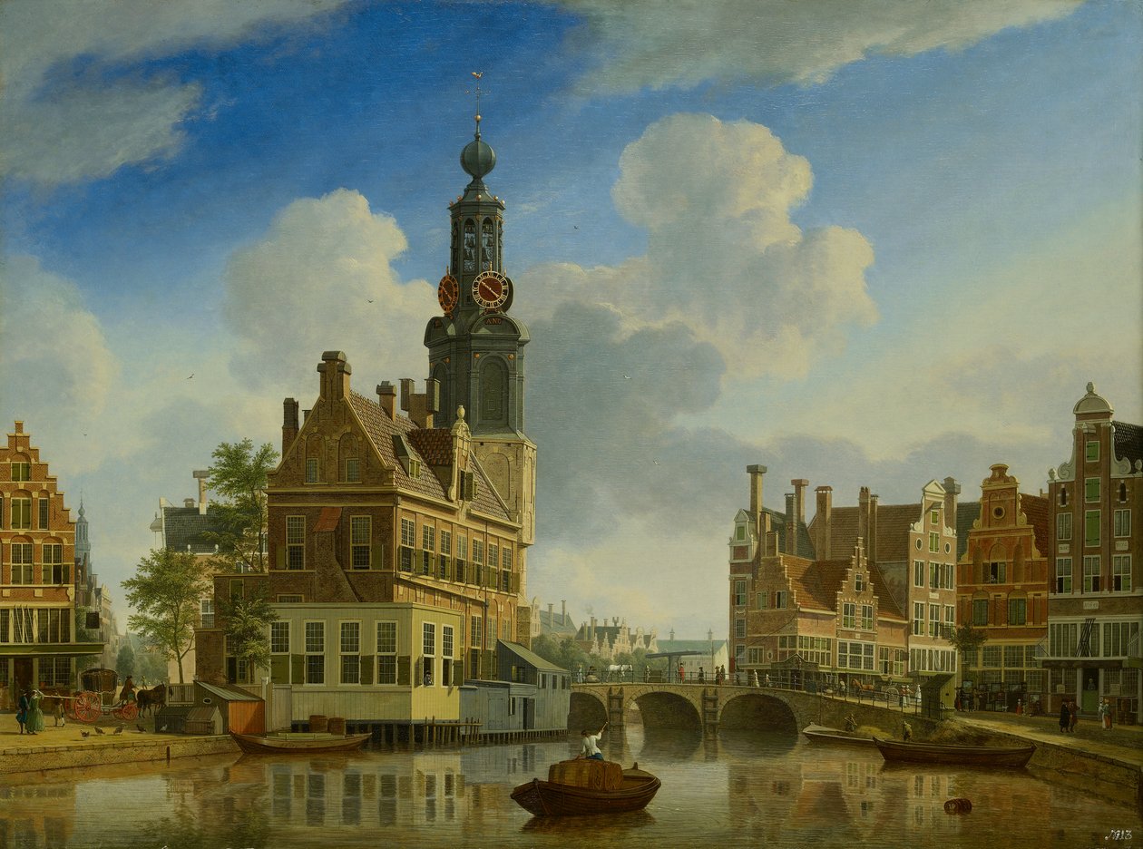 从辛格（Singel）看的塔塔（Munt Tower），1751年 作者 一月十竞争