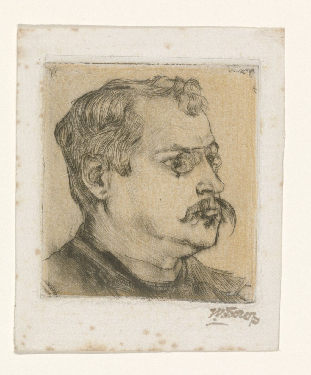 雨果·沃格尔的肖像 作者 Jan Toorop（艺术家签名）