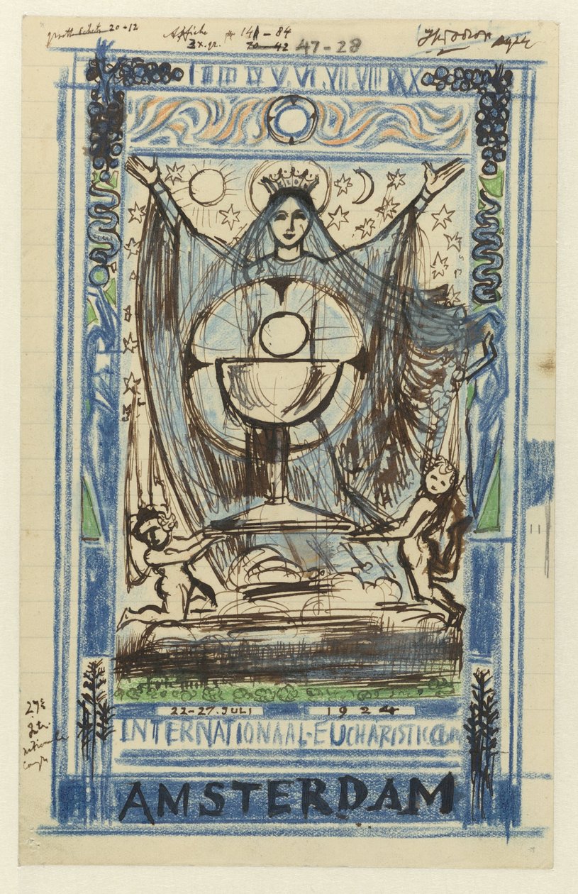 为 1924 年 7 月 22 日至 27 日在阿姆斯特丹举行的国际圣体大会设计海报 作者 扬·图洛普