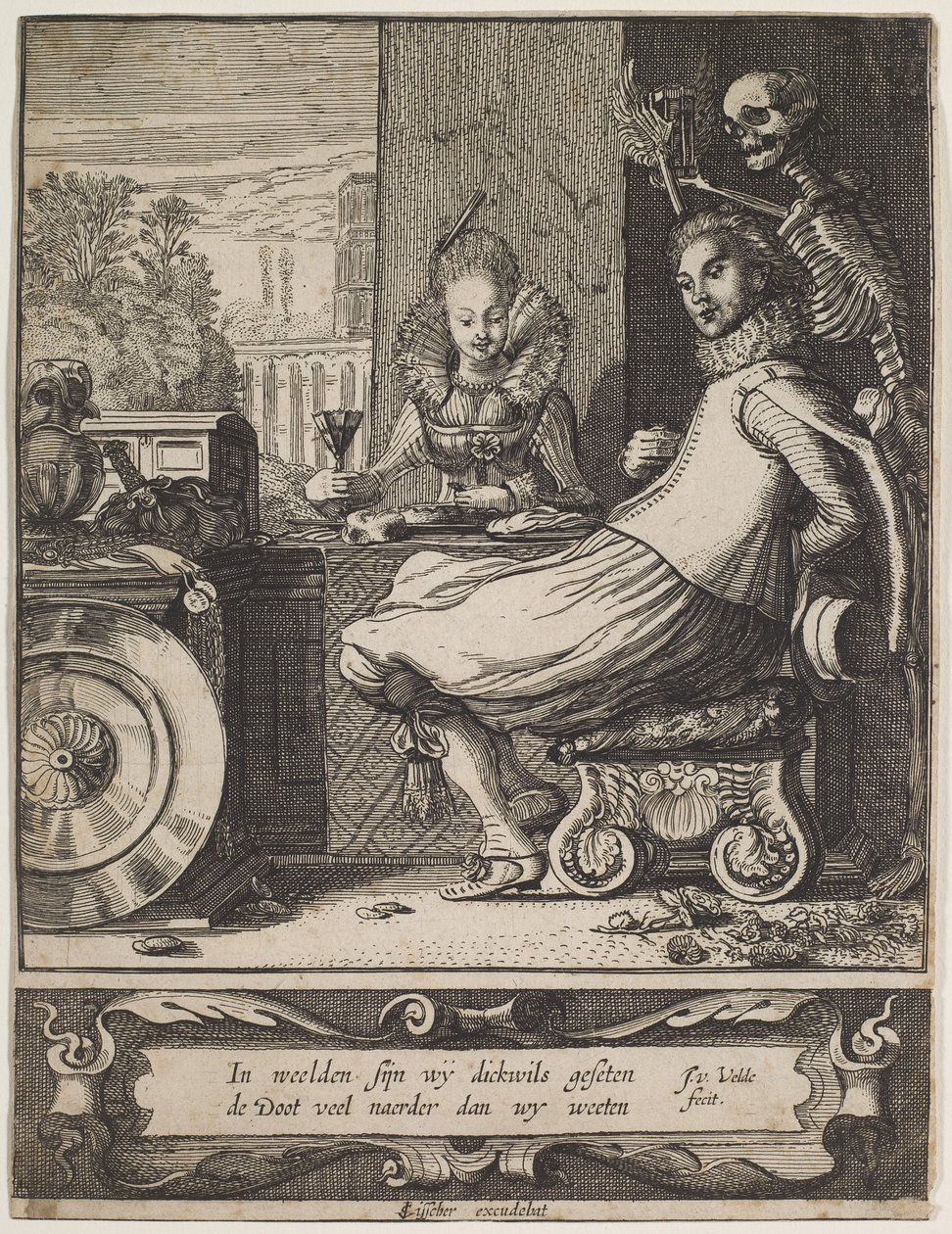 让一对夫妇惊讶的死亡，约 1618-20 年（蚀刻版画和雕刻版画） 作者 扬·凡·德·维尔德