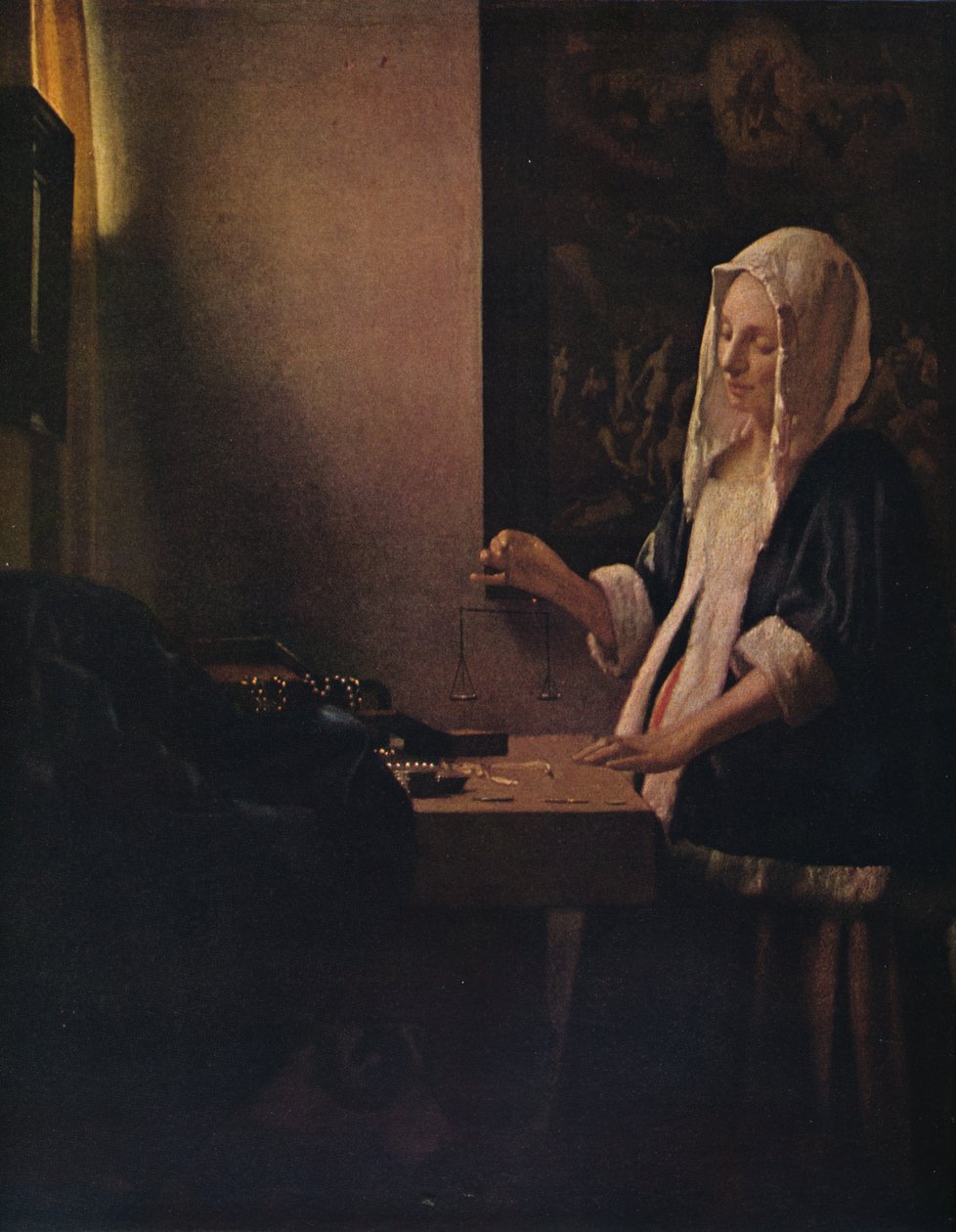 女人保持平衡，c1664 作者 扬·维米尔·范·代尔夫特