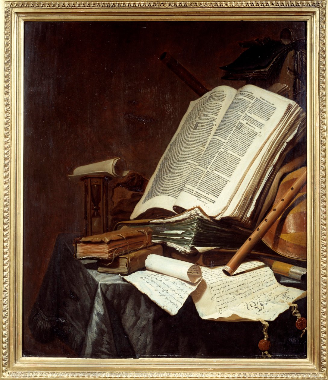 Jan Vermeulen (1638-1674) 17 世纪 Sun 的书籍和乐器绘画。 0,78x0,69 m 南特，美术博物馆 作者 扬·维穆伦