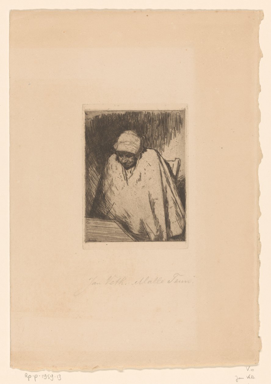 Malle Teun（物体上的原始标题） 作者 Jan Veth（艺术家签名）