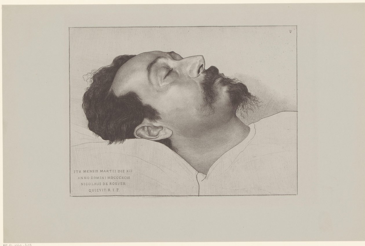 尼古拉斯·德·罗弗·奥普·齐恩·杜兹贝德 因此，18903 年 3 月 12 日，尼古拉斯·德·罗弗 (Nicholas de Roever) 为他安息了。 （对象上的标题） 作者 简维特