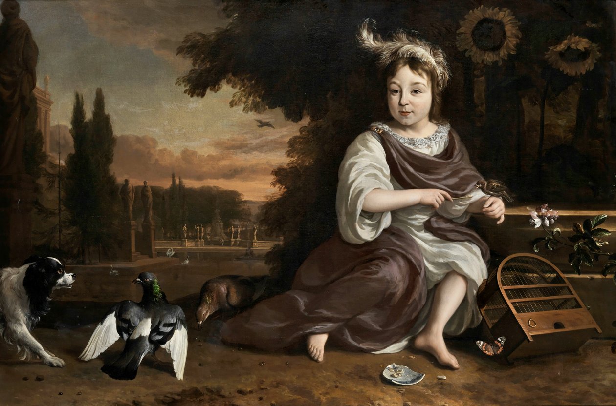带鸟笼的 Jan Weenix 橙王子 作者 简·威尼克斯