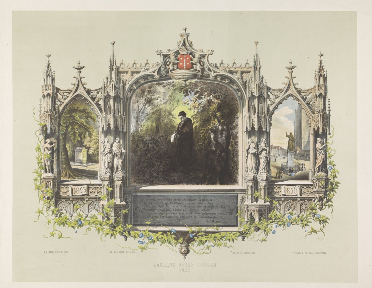 劳伦斯-科斯特纪念牌，1856 年，哈勒姆雕像揭幕庆典上
Laurens Jansz.科斯特 1423（物名） 作者 扬·魏森布鲁赫