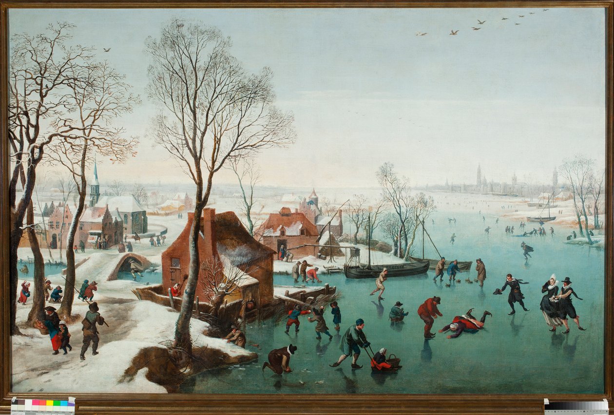 December, skaters on a lake gele (December, skaters on a iced lake) Painting by Jan Wildens (1586-1653) 作者 简·维尔登斯
