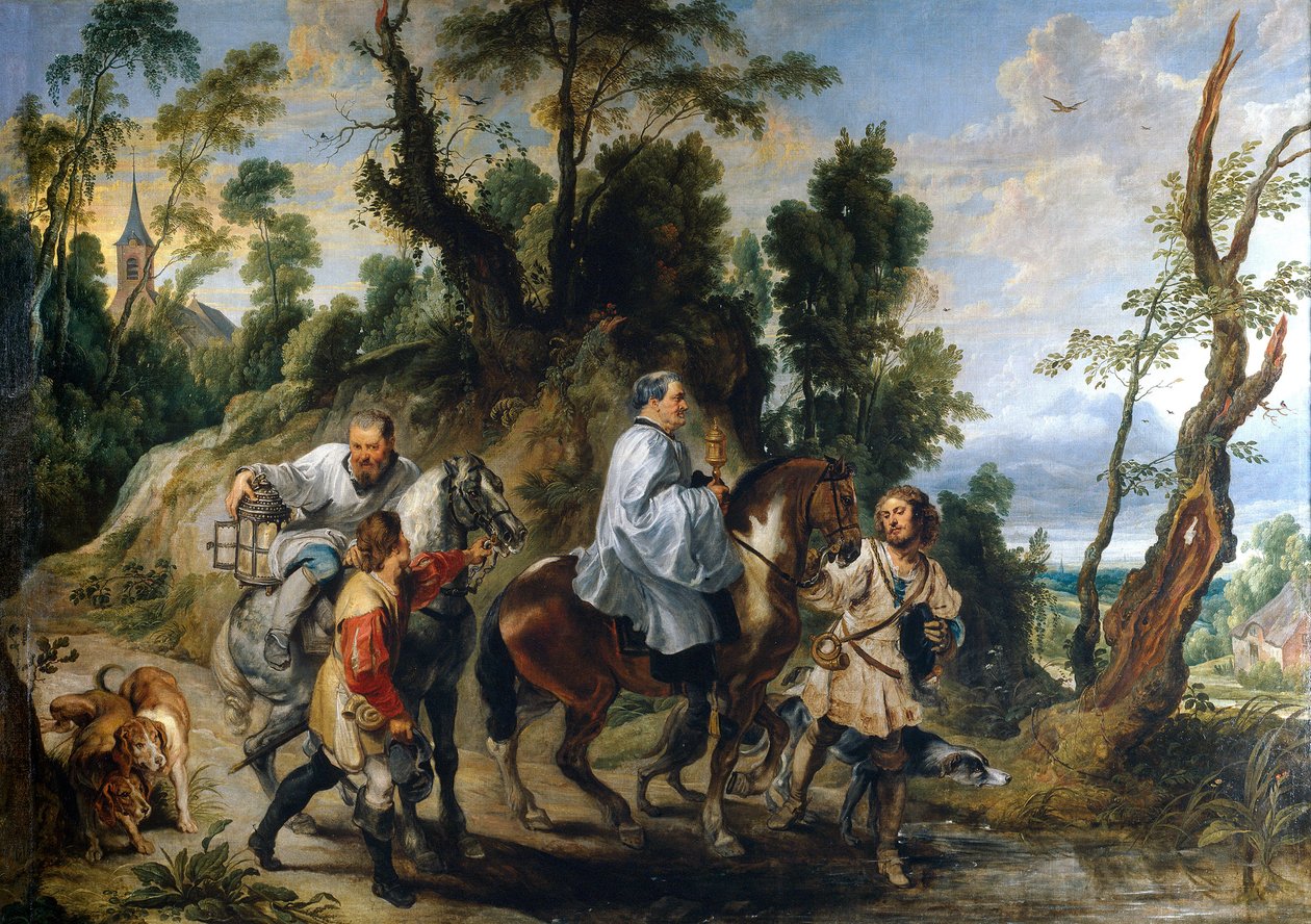 Rodolphe Ier du Saint empire (ou Rodolphe IV de Habsbourg) (1218-1291) - Rudolph of Habsburg and the Priest par Jan Wildens 作者 简·维尔登斯