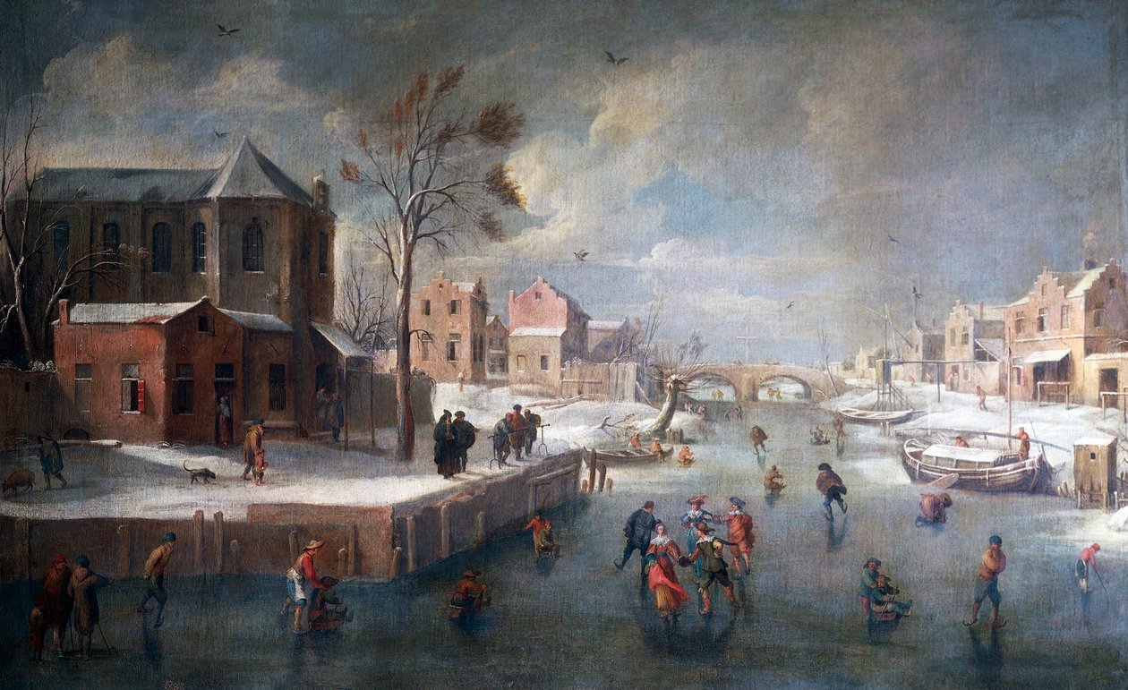 Winter landscape with church, by Jan Wildens (1586-1653), oil on canvas. 作者 简·维尔登斯