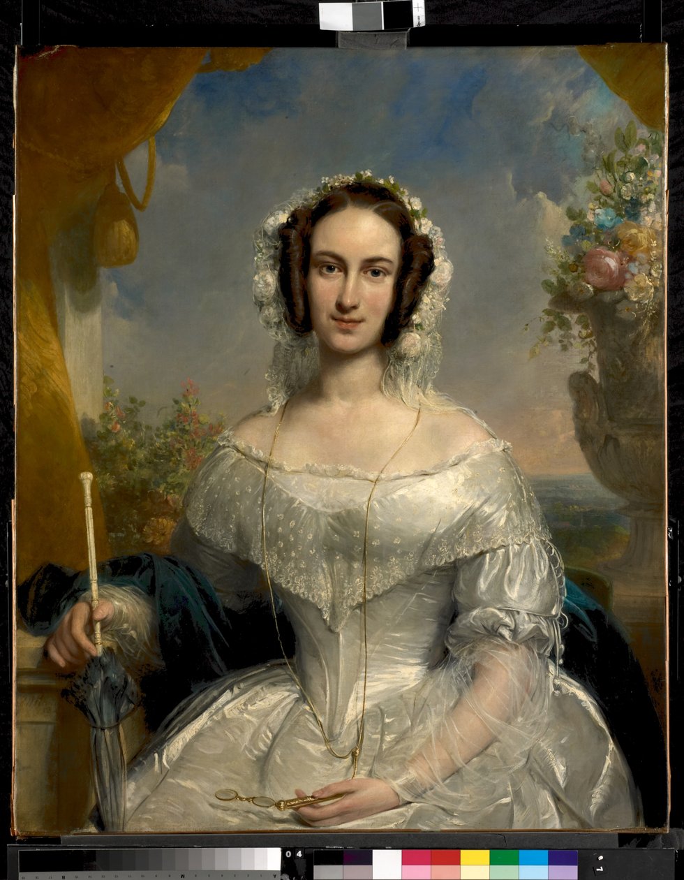 阿加莎·彼得罗内拉·哈特森（Agatha Petronella Hartsen）（1814-1878）的新娘肖像，扬·范德霍普（Jan van der Hoop）的妻子（1811-1897） 作者 简·威廉·皮涅曼