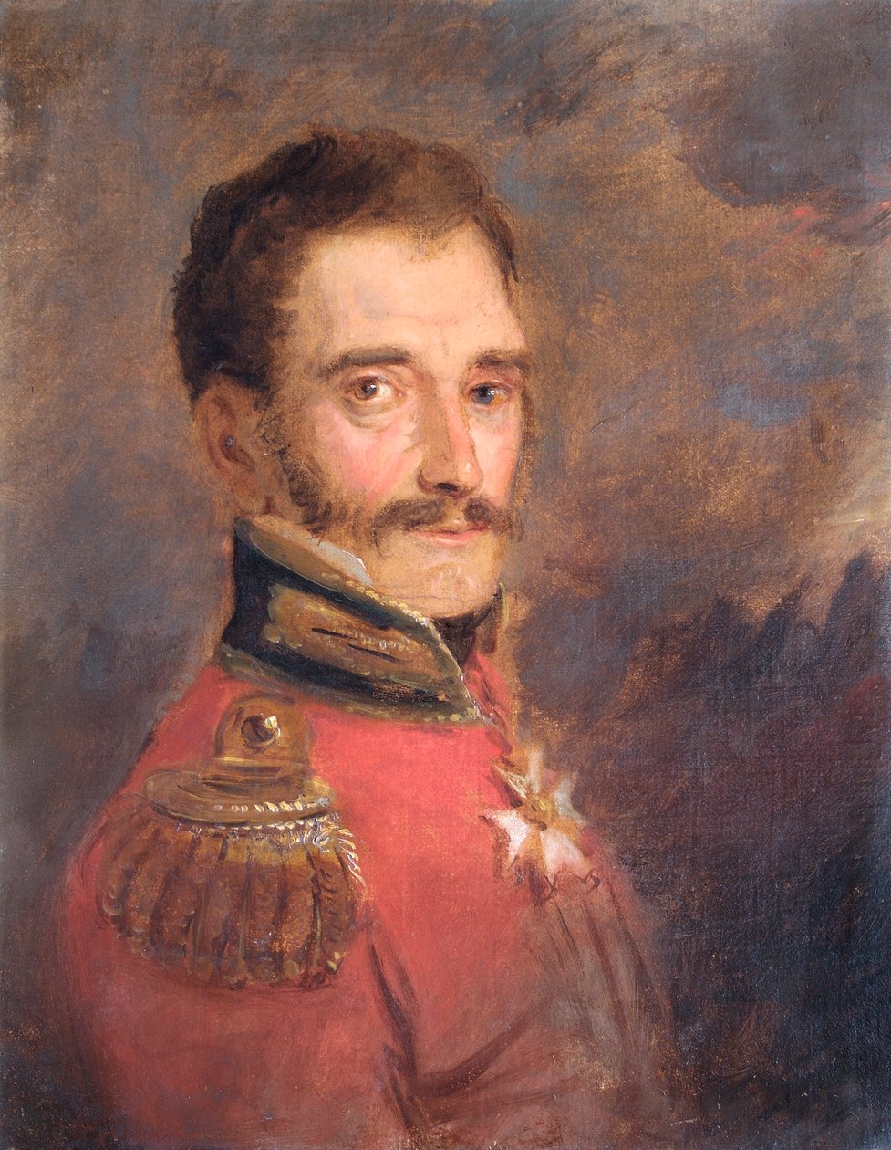 英国士兵约翰-埃利爵士将军的画像，1821年。   作者 简·威廉·皮涅曼