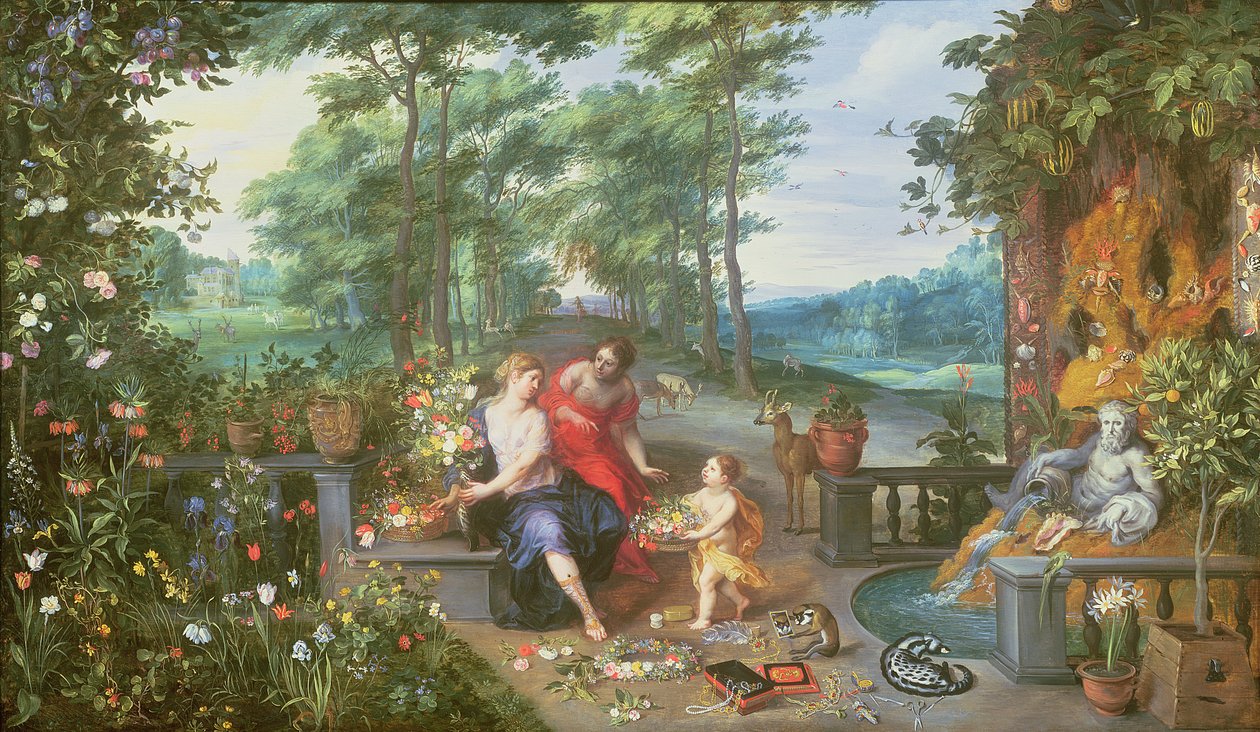 花园里的植物和仙女 作者 扬和巴伦（Hanrik van Brueghel）