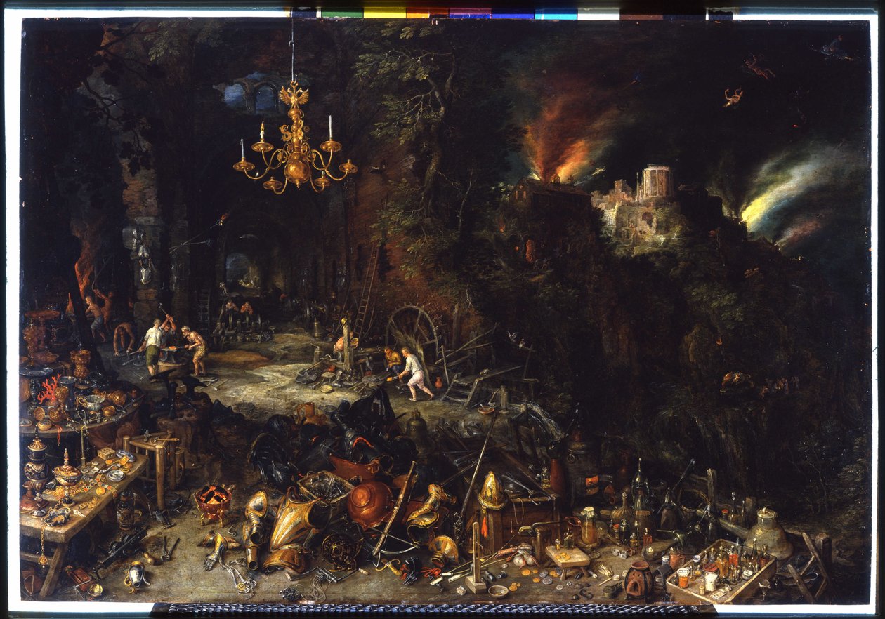 Brueghel Jan I (1568-1625) 1621 年的《火》（布面油画） 作者 简·布鲁格尔·扬