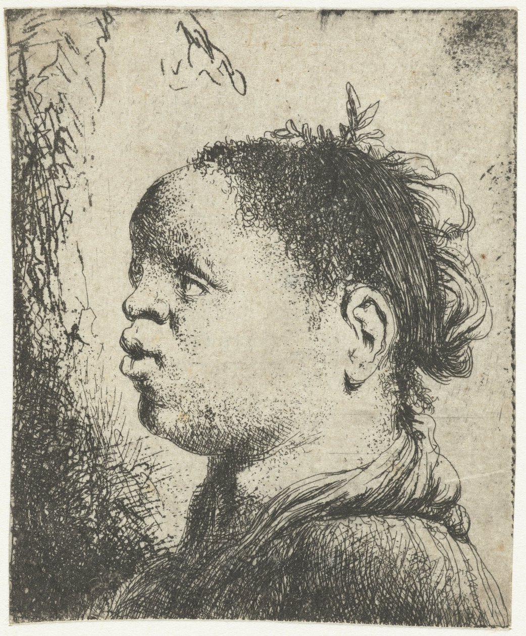 黑人妇女，约1650年（蚀刻画）。 作者 扬·利文斯（Jan）