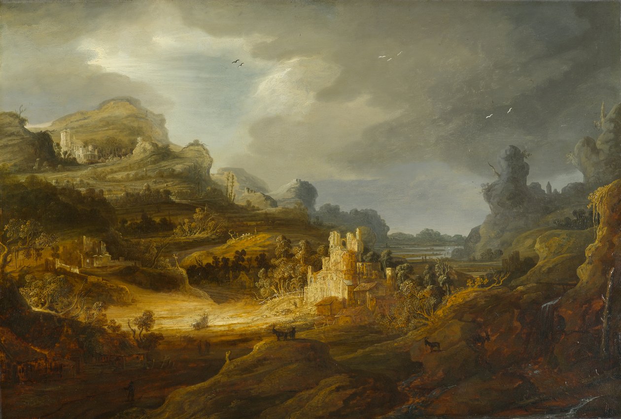 梦幻般的风景，约1643-1645年（摇篮板上的油画） 作者 扬·利文斯（Jan）