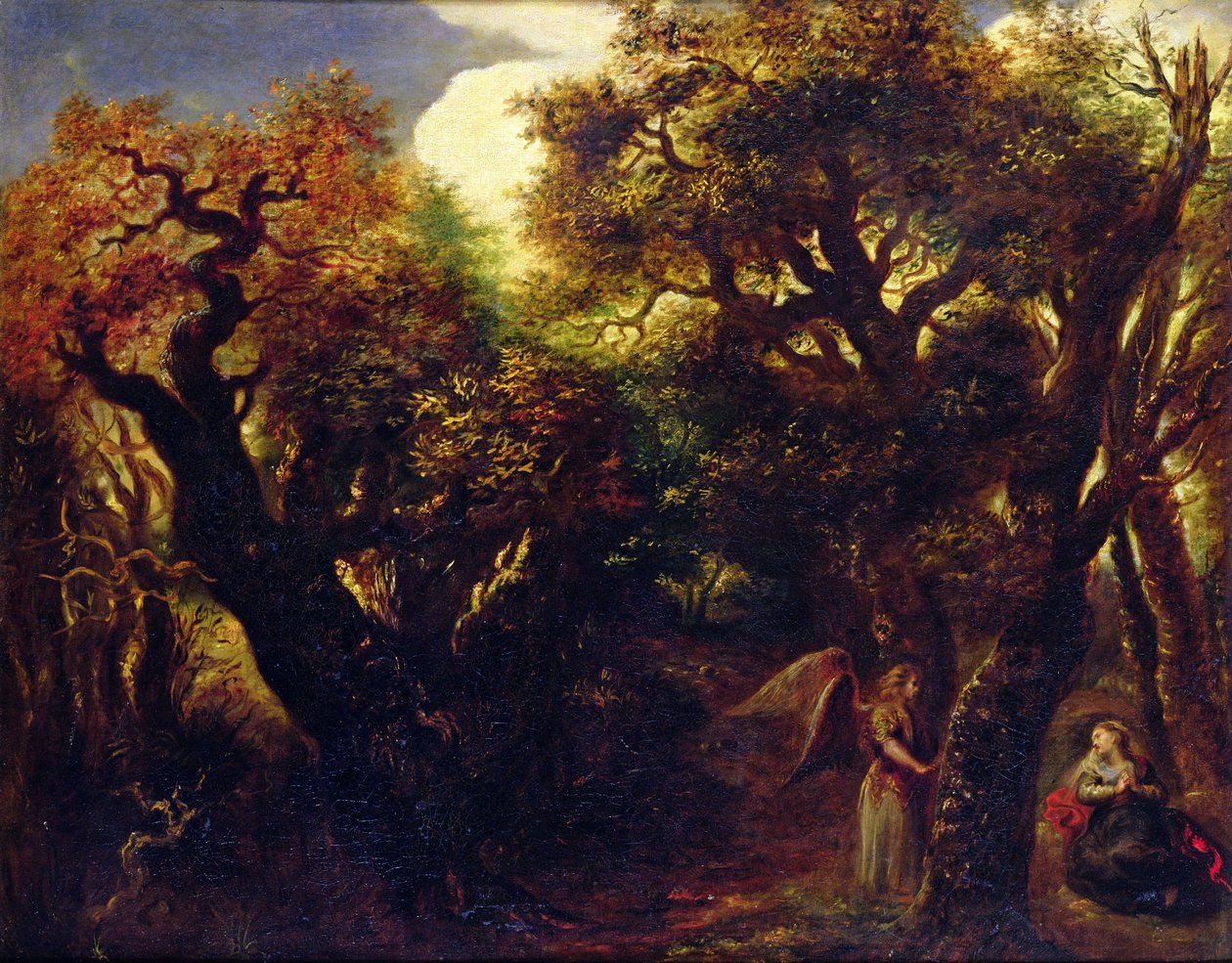 与Hagar和天使的树木繁茂的风景，c.1645 作者 扬·利文斯（Jan）