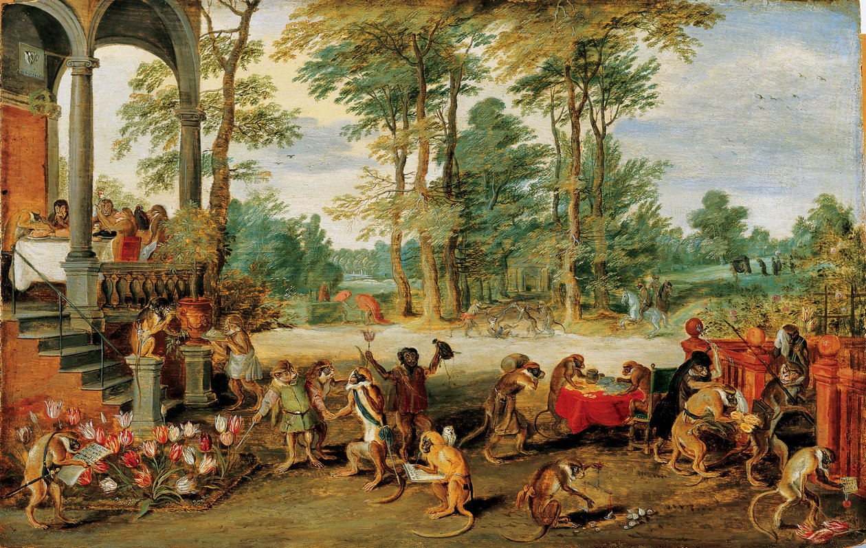 讽刺郁金香狂热》，约 1640 年（木板油画） 作者 扬·布鲁格（Jan the Younger Brueghel）