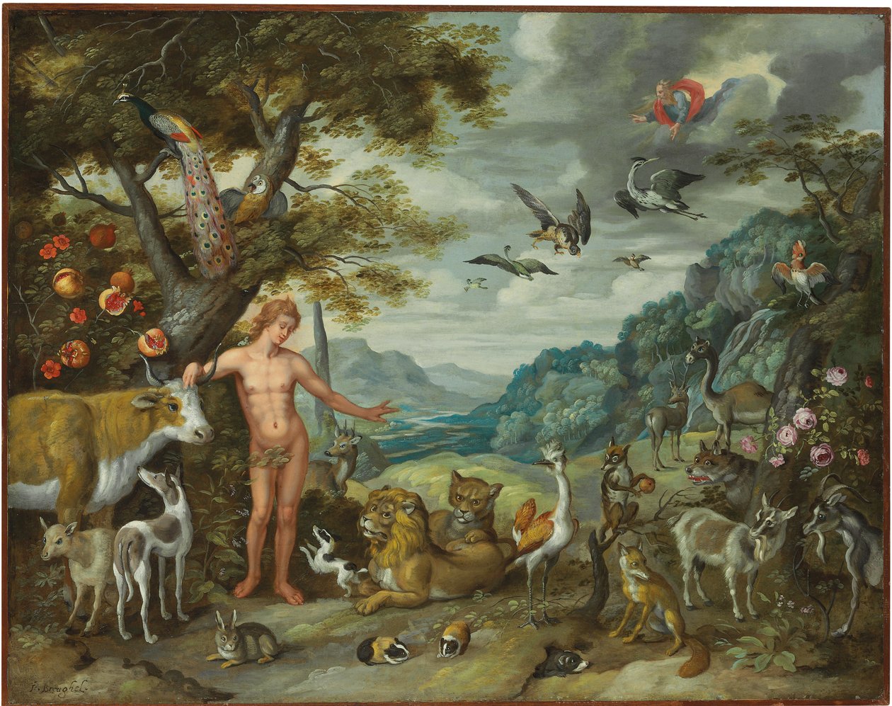 亚当给动物命名，摘自亚当和夏娃的故事 作者 扬·布鲁格（Jan Brueghel）