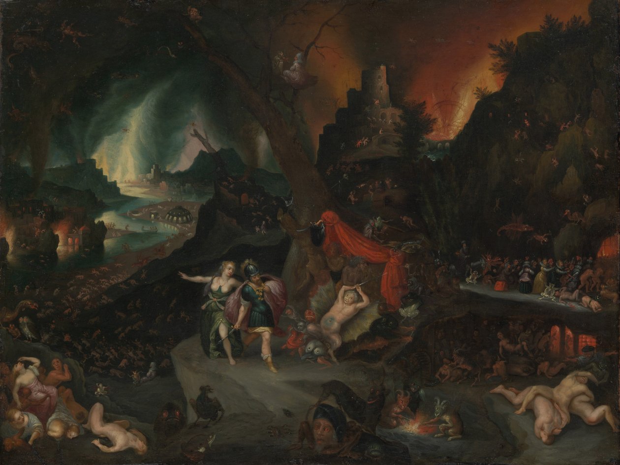 埃涅阿斯与冥界中的茜玻女神 作者 扬·布鲁格（Jan the Younger Brueghel）