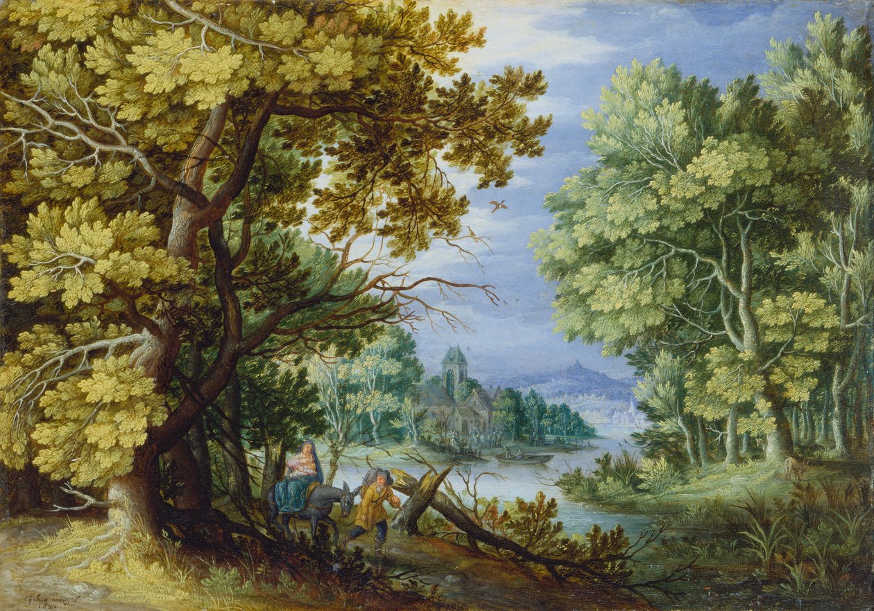 飞入埃及的森林风景，约 1620 -50（铜板油画） 作者 扬·布鲁格（Jan the Younger Brueghel）