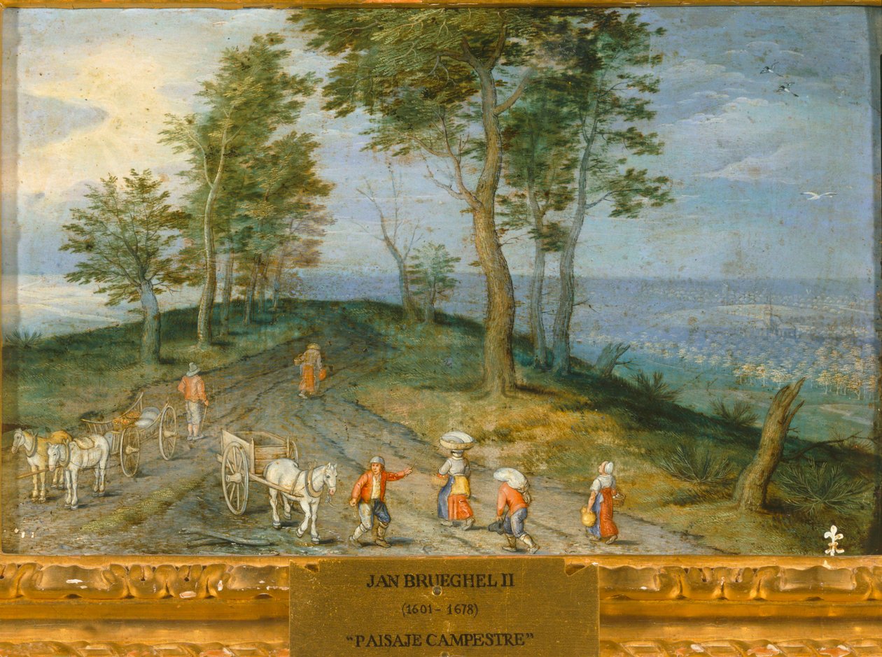 有农民的风景......（布面油画） 作者 扬·布鲁格（Jan the Younger Brueghel）