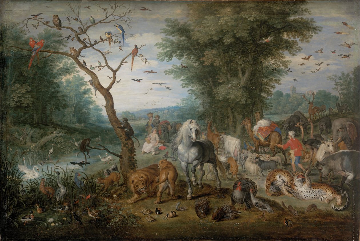 有动物的天堂景观 - Peinture de Jan Brueghel the Younger (1601-1678) - 1613-1615 - 木上油 - 61x90,2 - Szepmuveszeti Muzeum，布达佩斯 作者 扬·布鲁格（Jan the Younger Brueghel）