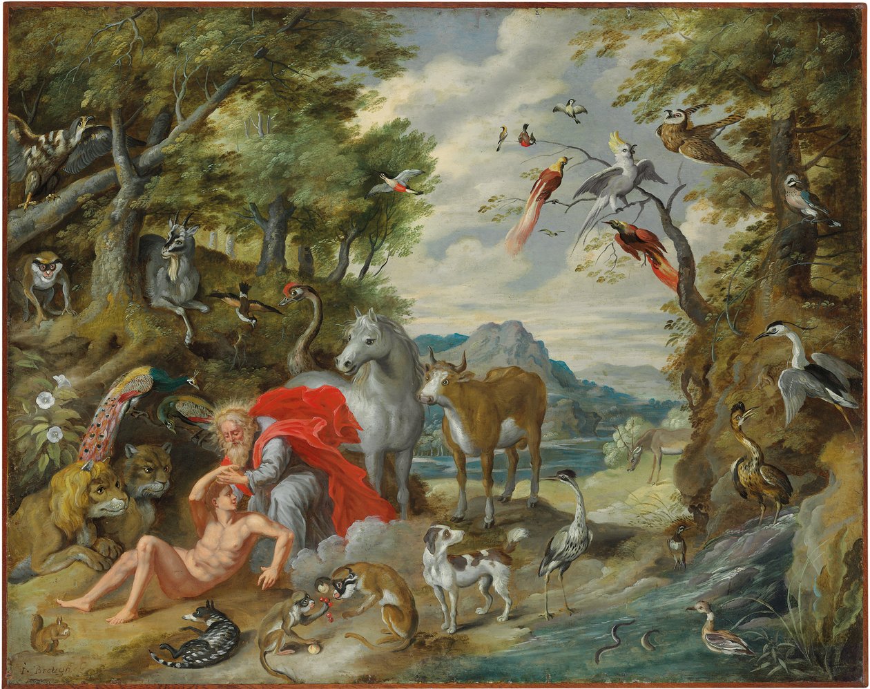 从亚当和夏娃的故事中创作亚当 作者 扬·布鲁格（Jan Brueghel）