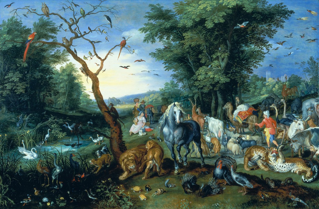 动物进入诺亚方舟（面板上的油） 作者 扬·布鲁格（Jan the Younger Brueghel）