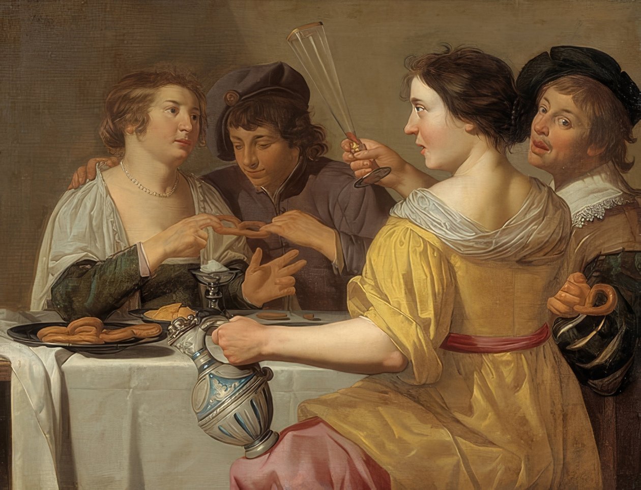 椒盐脆饼的食者。 1630-40 作者 扬·范·比耶勒特（Jan van Bijlert）