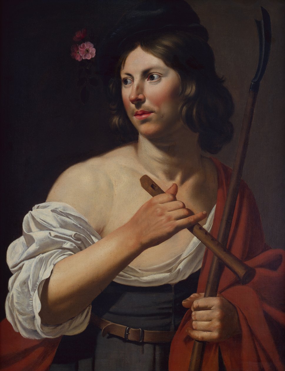 牧羊少年手持羊角和长笛（布面油画 作者 Jan van Bijlert或Bylert