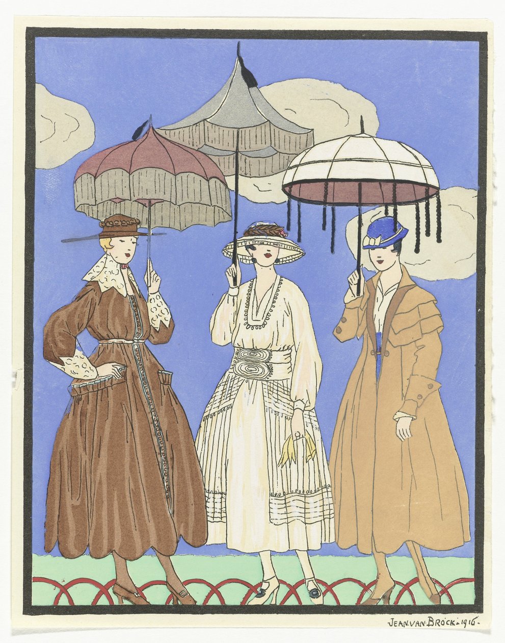 三把遮阳伞 三个打阳伞的女人，1916 年 作者 扬·范·布洛克