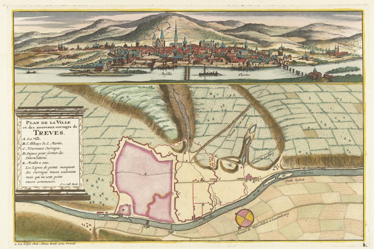 特里尔地图，1704 年
Plan de la Ville et：Chateau: de Traarbach（物上标题） 作者 扬·范·考尔 (II)