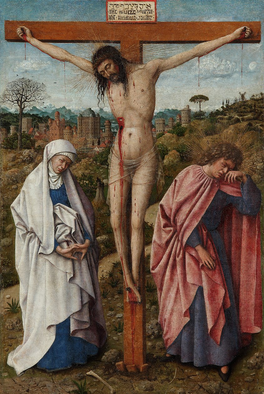 德语: Die Kreuzigung Christi 十字架上的基督与圣母和圣约翰 作者 扬·范·埃克