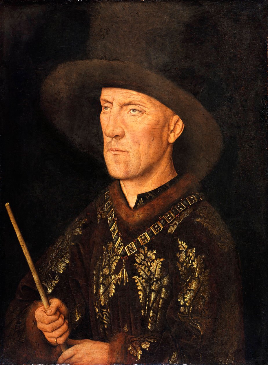 "波杜安-德-兰诺伊（Baudouin de Lannoy）的肖像，他是莫伦贝斯（Molembais）的领主，名叫勒贝格（Le Begue）（1388-1474年）"。扬-凡-艾克（1390-1441）的画作，约1435年 - 木板油画，26x20 - 柏林国家博物馆 作者 扬·范·埃克