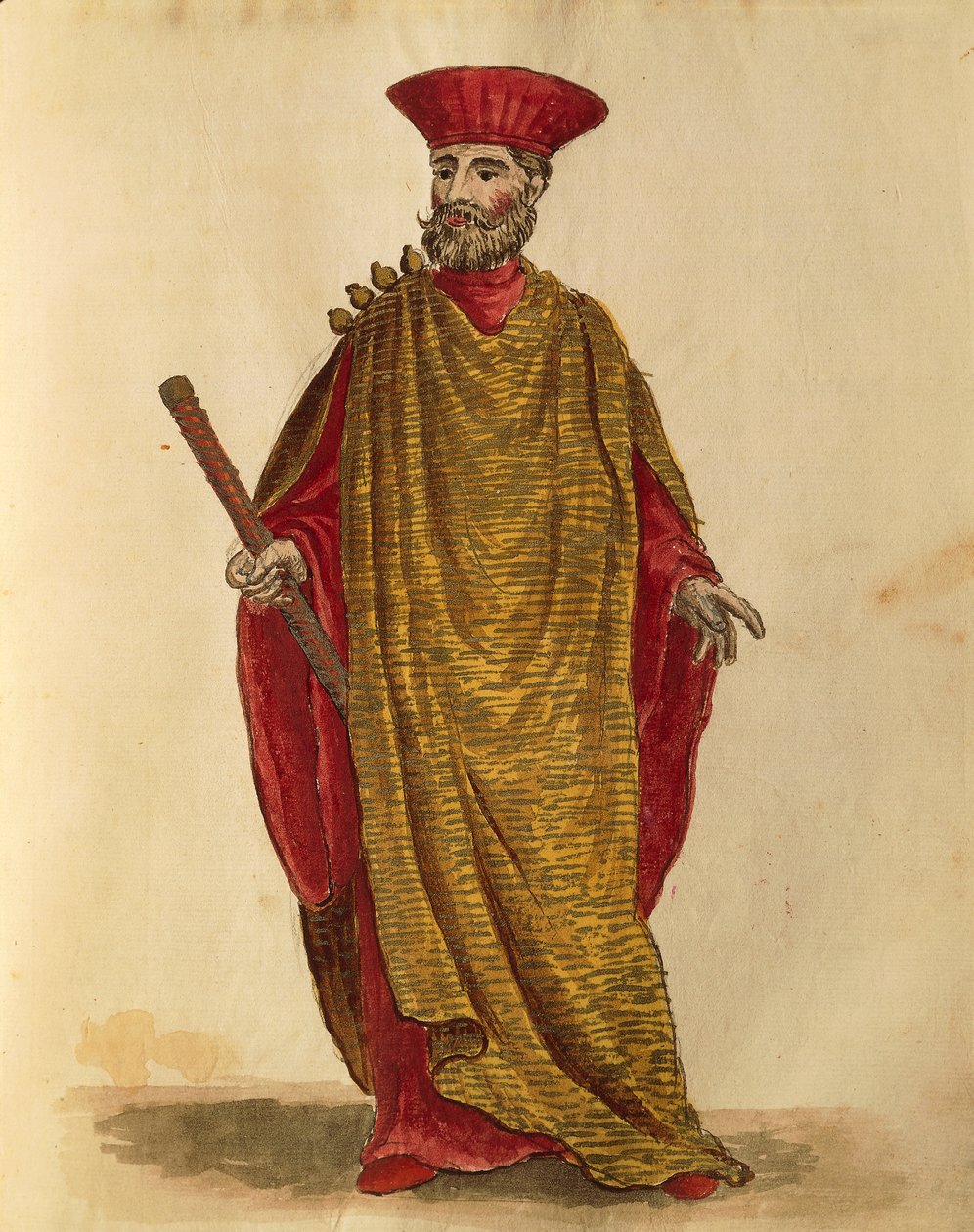 威尼斯共和国海军上校，由Jan van Grevenbroeck或Giovanni Grevembroch（1731-1807）创作，Gli Abiti de Veneziani，出自服装图鉴，水彩画 作者 扬·范·格雷文布罗克
