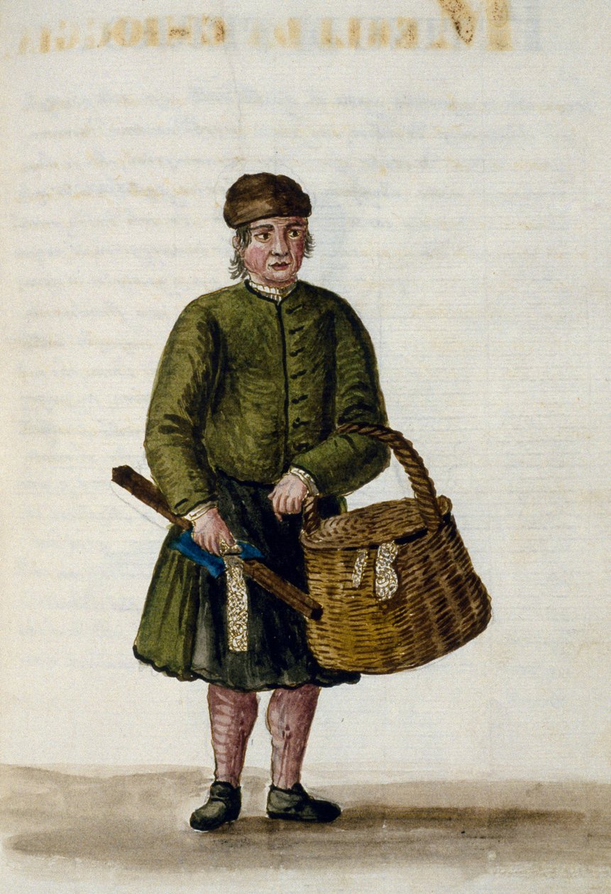 Chioggian花边商贩，《威尼斯服装》手稿中的插图，第四卷，约68页，由Jan Grevenbroeck（1731-1807）绘制，水彩画，意大利 作者 扬·范·格雷文布罗克