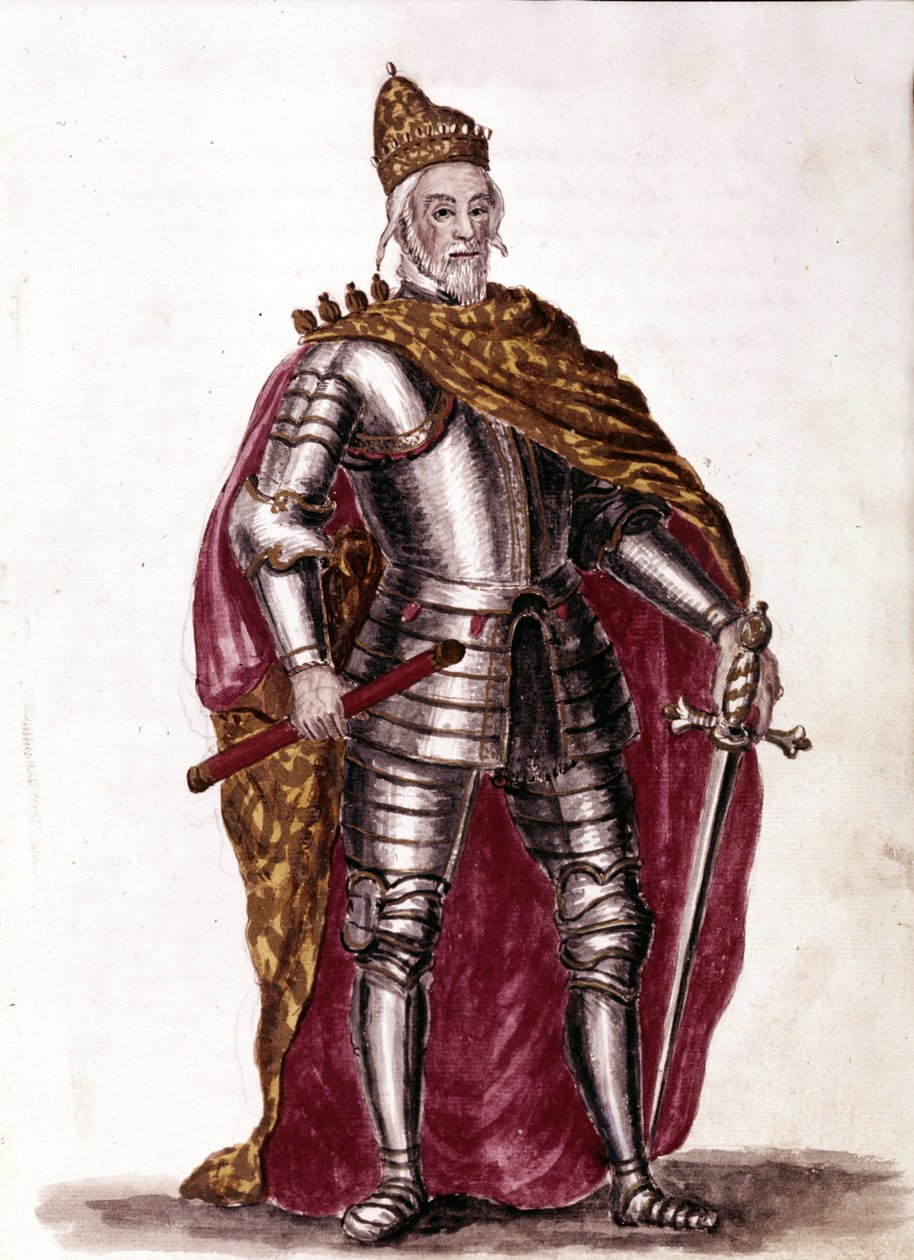 总督塞巴斯蒂亚诺·维尼尔 (1577 - 1578)。 Jan van Grevenbroeck（或 Giovanni Grevembroch (Grevenbroch)（1731-1807））手稿“威尼斯人的习俗”中的水彩画和墨水 作者 扬·范·格雷文布罗克