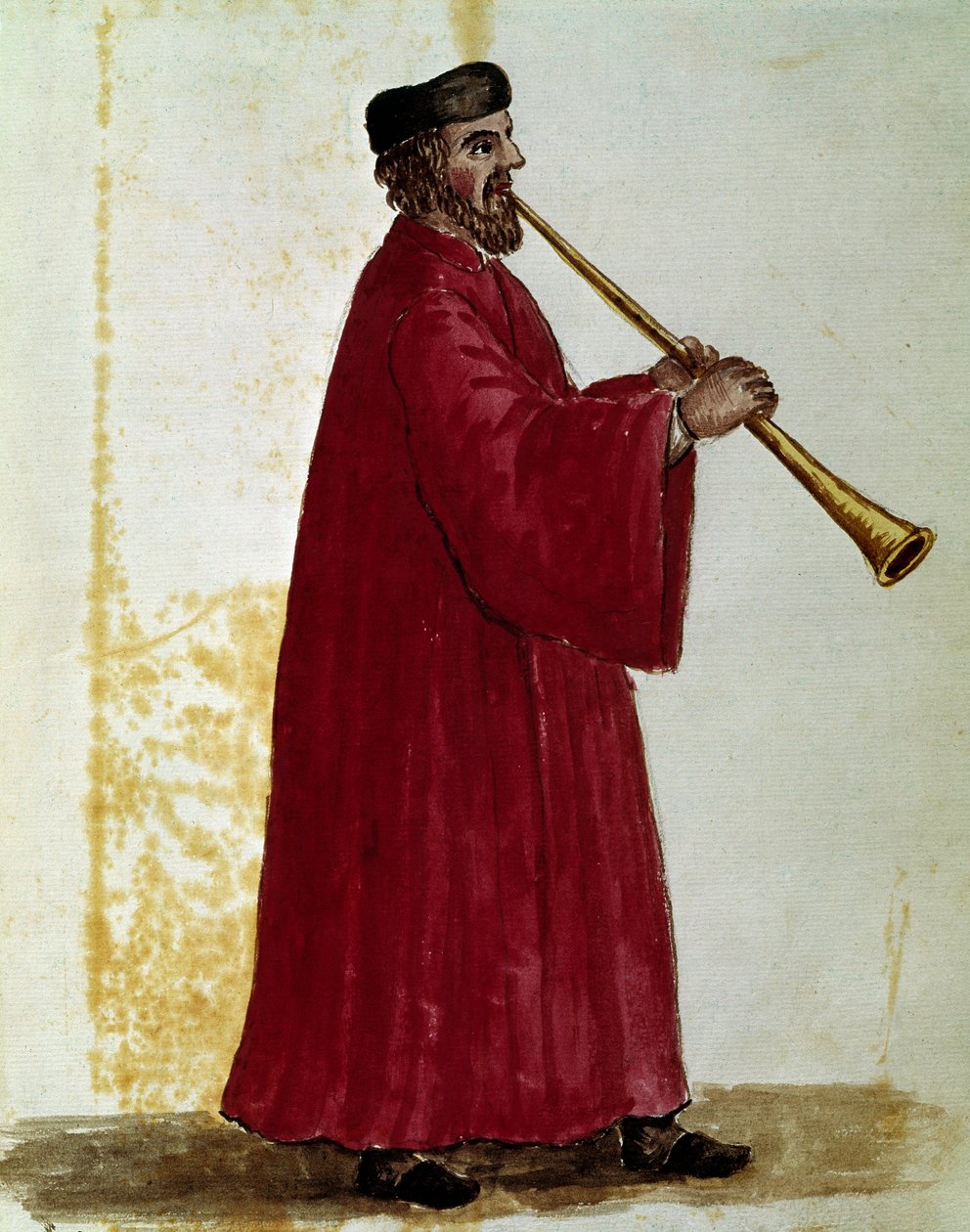 长笛演奏家 Jan van Grevenbroek（或 Giovanni Grevenbroich（Grevenbroich）（1731-1807）手稿“威尼斯人的习俗”）中的水彩画和墨水 作者 扬·范·格雷文布罗克