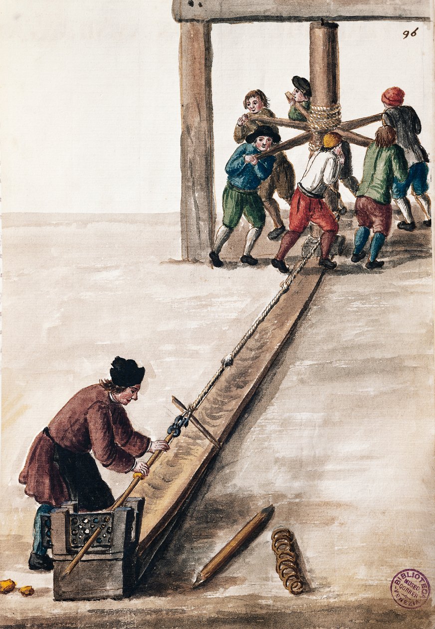 威尼斯服装图鉴》中的薄荷插图的加工棒，由Jan Grevenbroeck（1731-1807）绘制，水彩画，意大利 作者 扬·范·格雷文布罗克