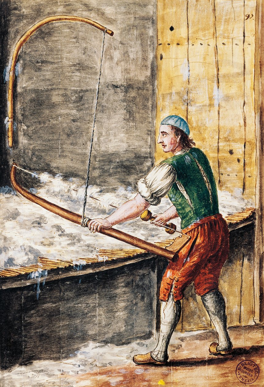 纺纱工，《威尼斯服装图鉴》中的插图，由Jan Grevenbroeck（1731-1807）创作，水彩画，意大利 作者 扬·范·格雷文布罗克
