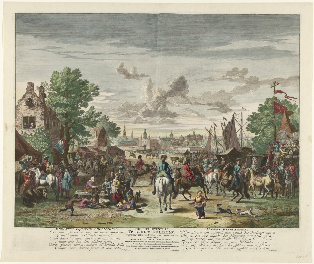 帕登马克特，约 1702 战马市场 / Mavors Paardemarkt（物品上的标题） 作者 扬·范·赫腾堡