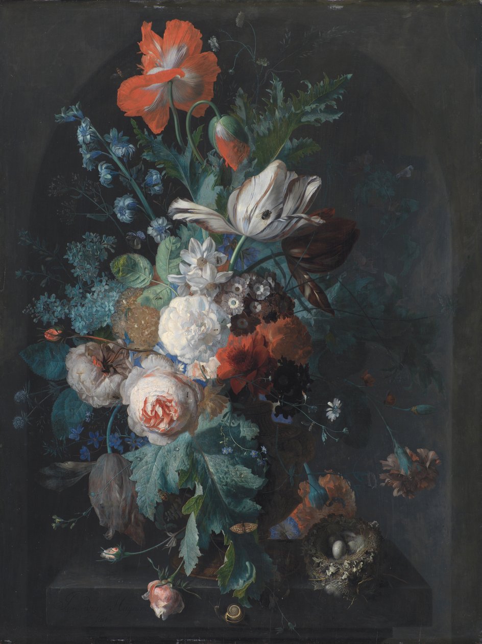 插着鲜花的花瓶 作者 扬·范·休森（Jan van Huysum）