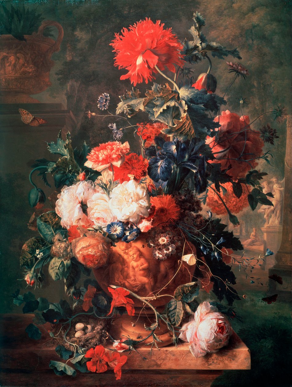 花，1722年。 作者 扬·范·休森（Jan van Huysum）