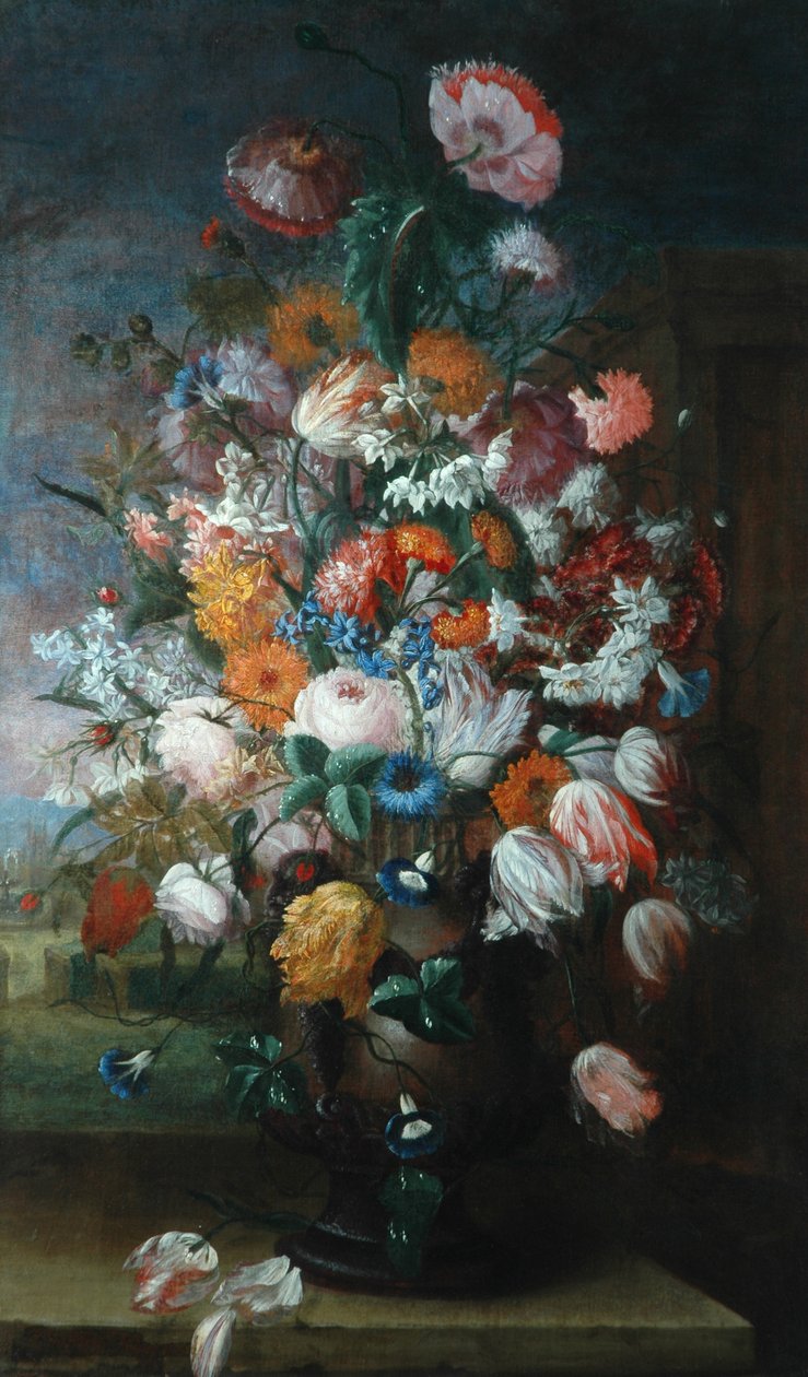 鲜花，鸢尾花研究，1682年 作者 扬·范·休森（Jan van Huysum）