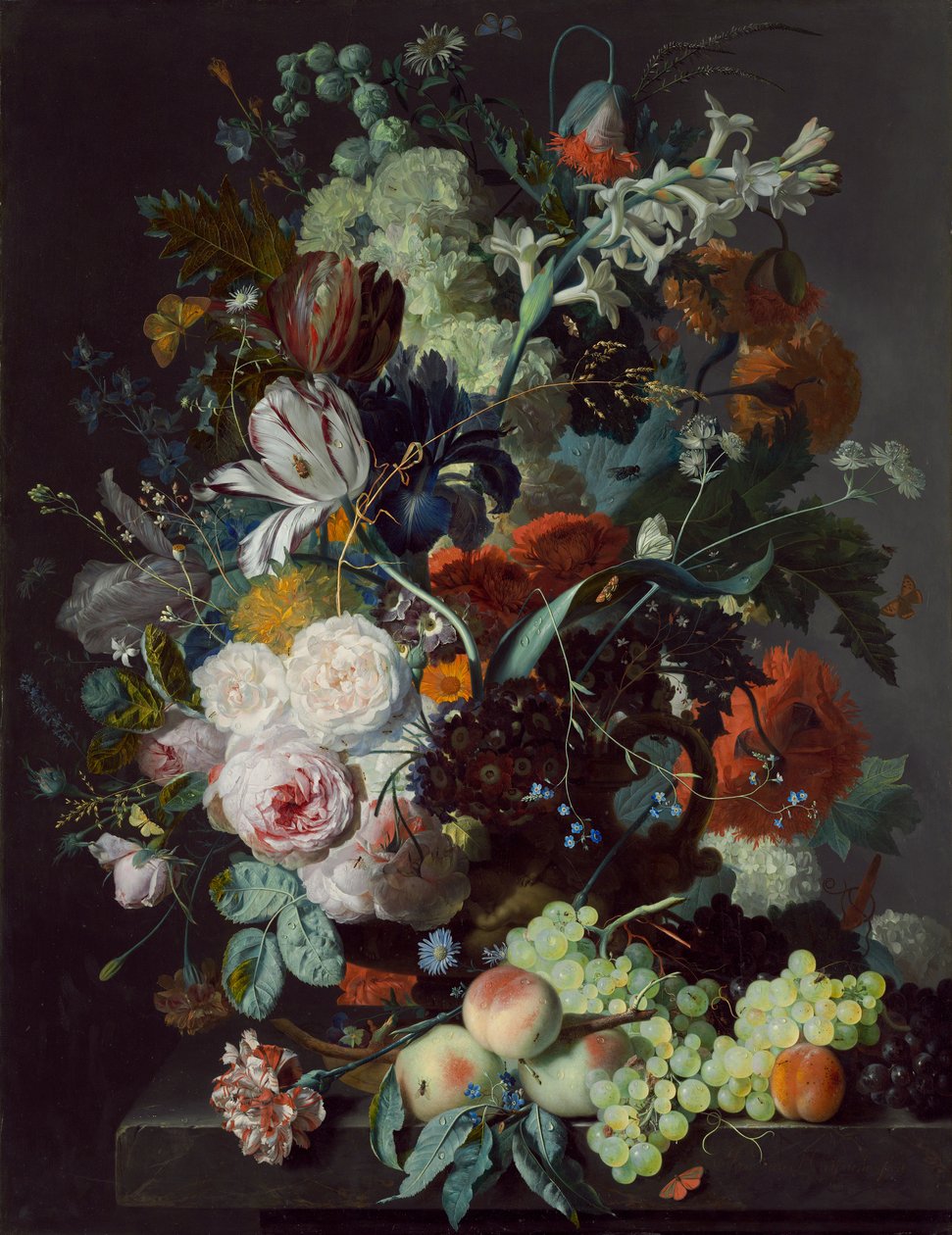 静物与鲜花和水果，c.1715 作者 扬·范·休森（Jan van Huysum）